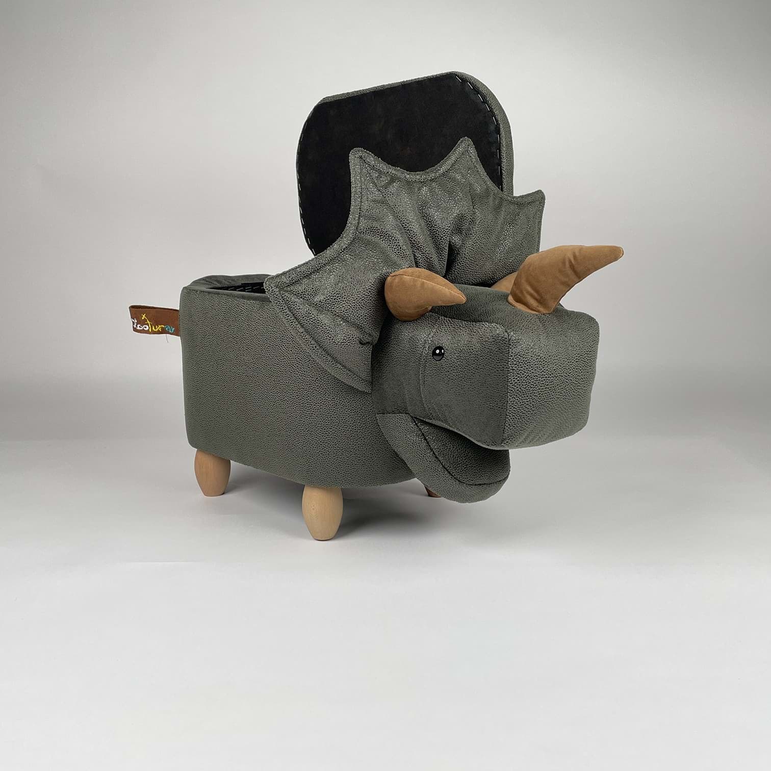 Boynuzlu Dinazor Pantos Hayvanlı puf çocuk koltuğu resmi